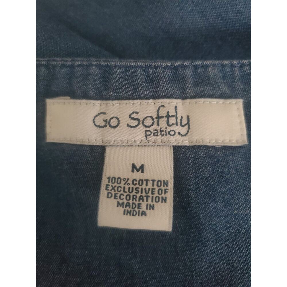 Go Softly Patio Embroidered Denim Dress Sz M - Picture 4 of 4